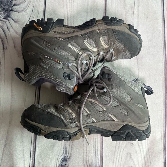 Merrell Womens Moab Mid Gore-Tex Grey Periwinkle Waterproof Boots J87316 Sz 8.5 - Picture 5 of 9